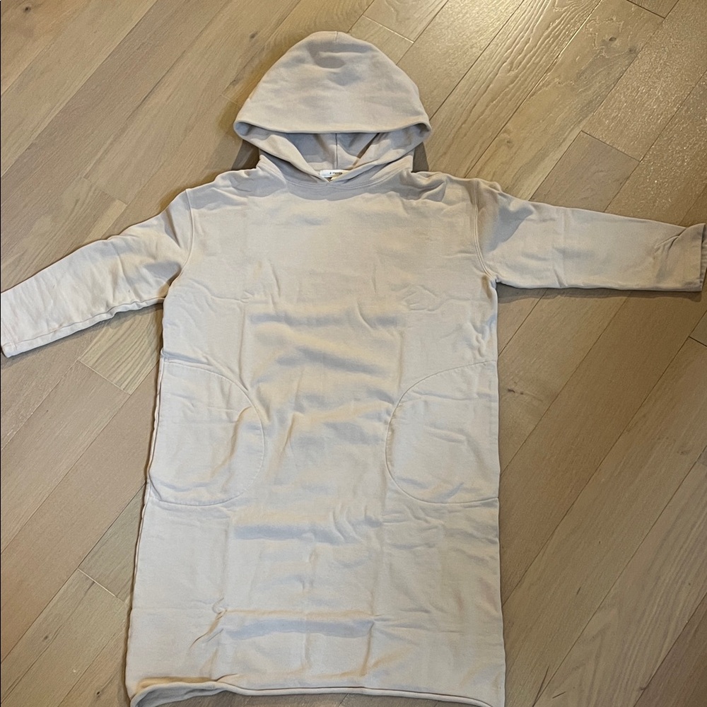 A Mente Women's Cream Hooded Sweatshirt Dress
